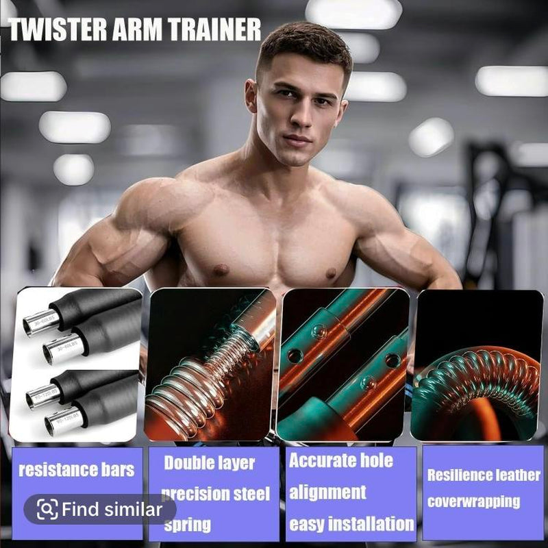 Twister Arm Exerciser Adjustable Spring Workout Bar for Forearm Triceps Chest Strengthener Portable Home Fitness Equipment U60-100Lbs Kit