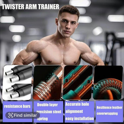 Twister Arm Exerciser Adjustable Spring Workout Bar for Forearm Triceps Chest Strengthener Portable Home Fitness Equipment U60-100Lbs Kit