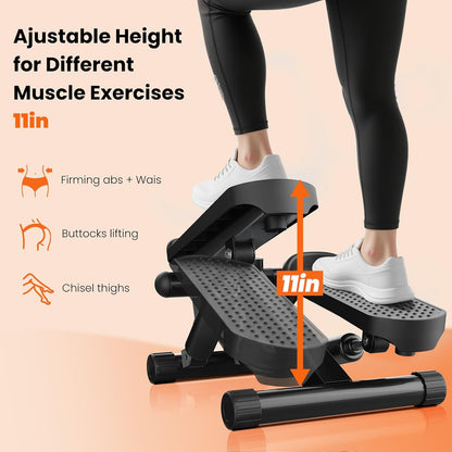 StepStrong Pro Mini Stair Steppers with Resistance Bands for Exercise at Home, Portable Exercise Twist Stepper Machine for Full Body Workout, 300LBS Loading Capacity