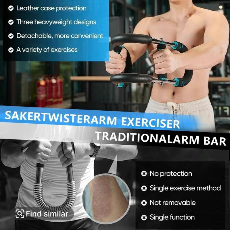 Twister Arm Exerciser Adjustable Spring Workout Bar for Forearm Triceps Chest Strengthener Portable Home Fitness Equipment U60-100Lbs Kit