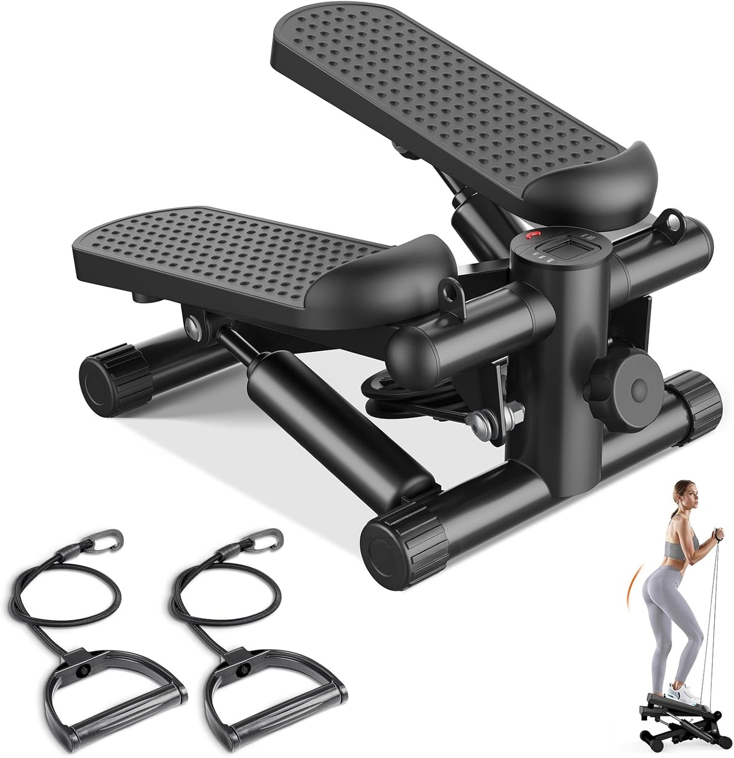 StepStrong Pro Mini Stair Steppers with Resistance Bands for Exercise at Home, Portable Exercise Twist Stepper Machine for Full Body Workout, 300LBS Loading Capacity