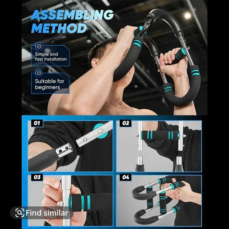 Twister Arm Exerciser Adjustable Spring Workout Bar for Forearm Triceps Chest Strengthener Portable Home Fitness Equipment U60-100Lbs Kit